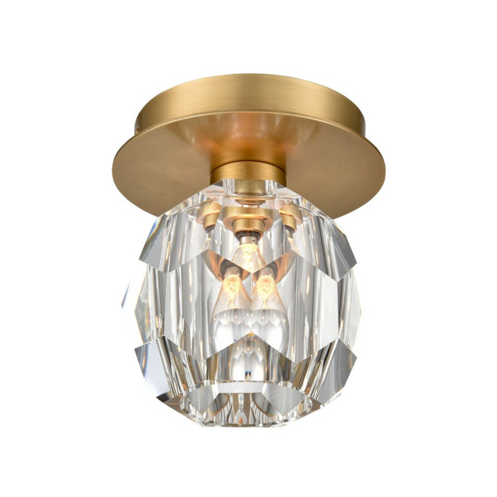 Parisian Crystal Mini Flush Mount in Aged Brass