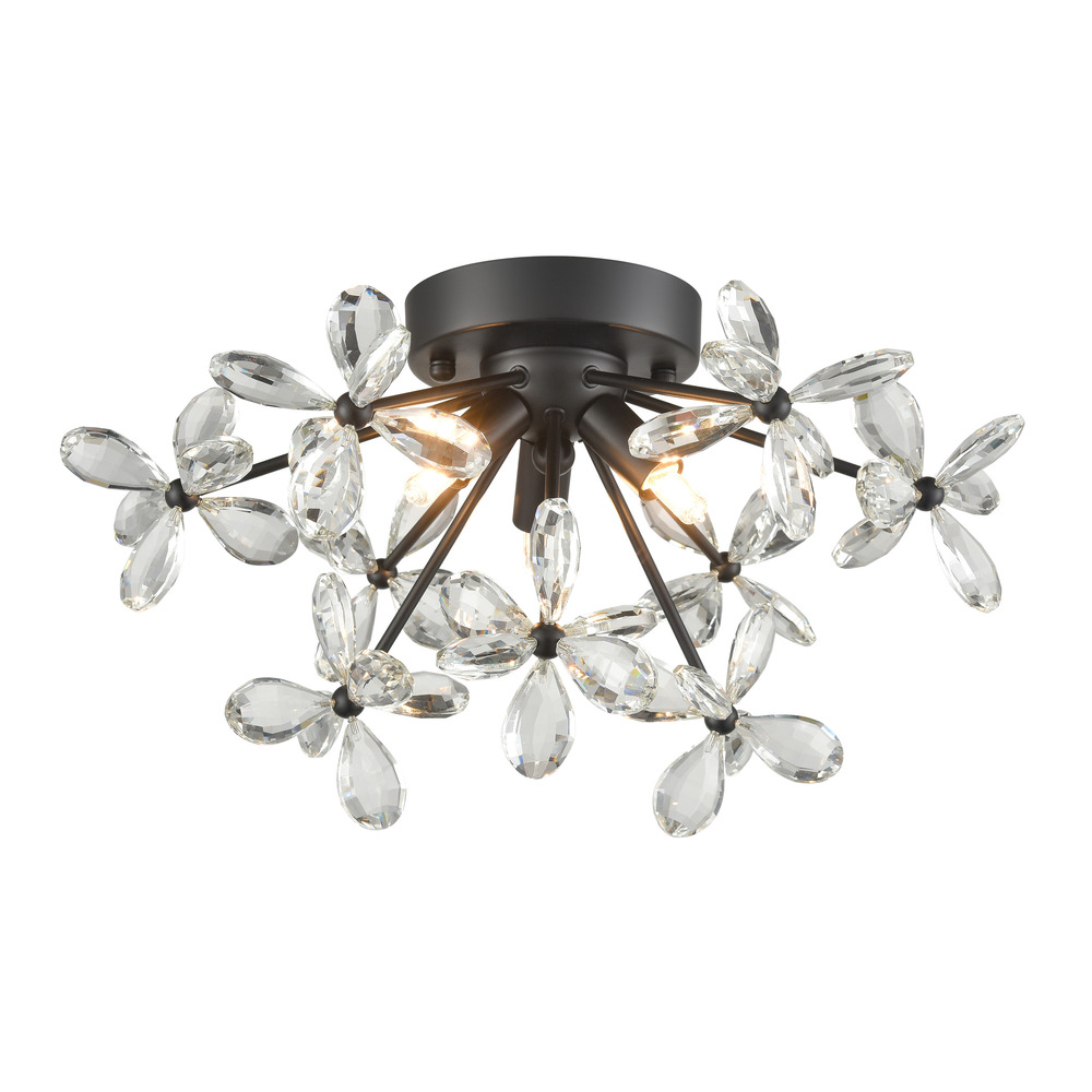 Adelle 3-Light, Crystal Sputnik Flush Mount in Matte Black