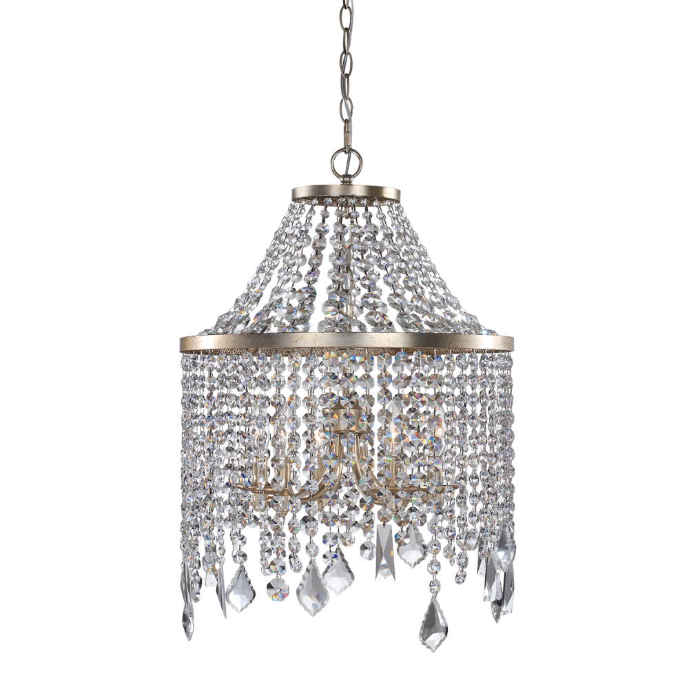 Palais 19&#34; 6-Light, Crystal Mini Chandelier in Silver Leaf & Gold