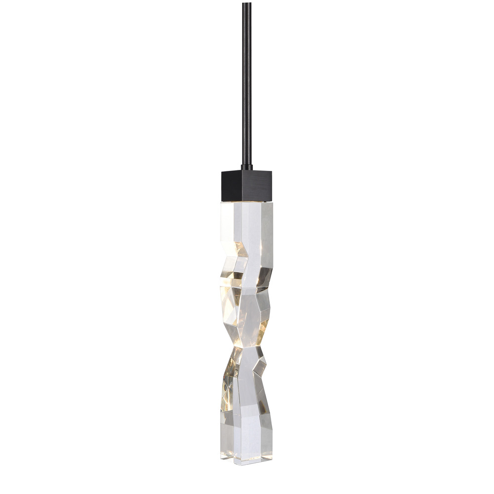 Mamadim 2&#34;x2&#34; LED Crystal Mini-Pendant in Satin Brushed Black