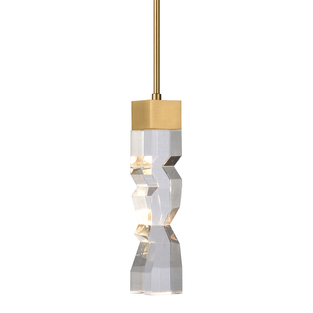 Mamadim 3&#34;x3&#34; LED Crystal Mini-Pendant in Aged Brass