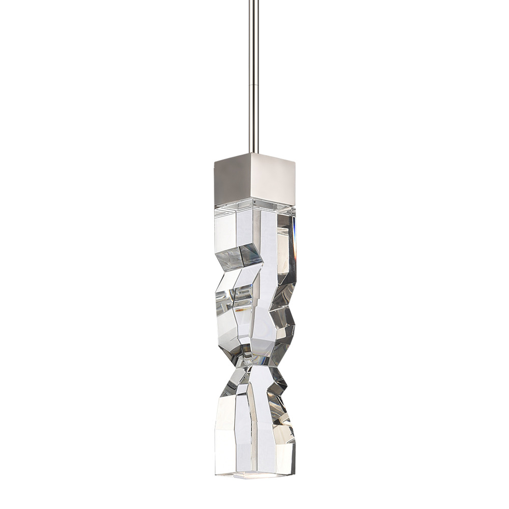Mamadim 3&#34;x3&#34; LED Crystal Mini-Pendant in Polished Nickel