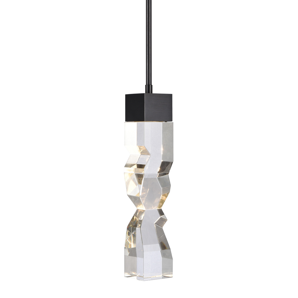 Mamadim 3&#34;x3&#34; LED Crystal Mini-Pendant in Satin Brushed Black