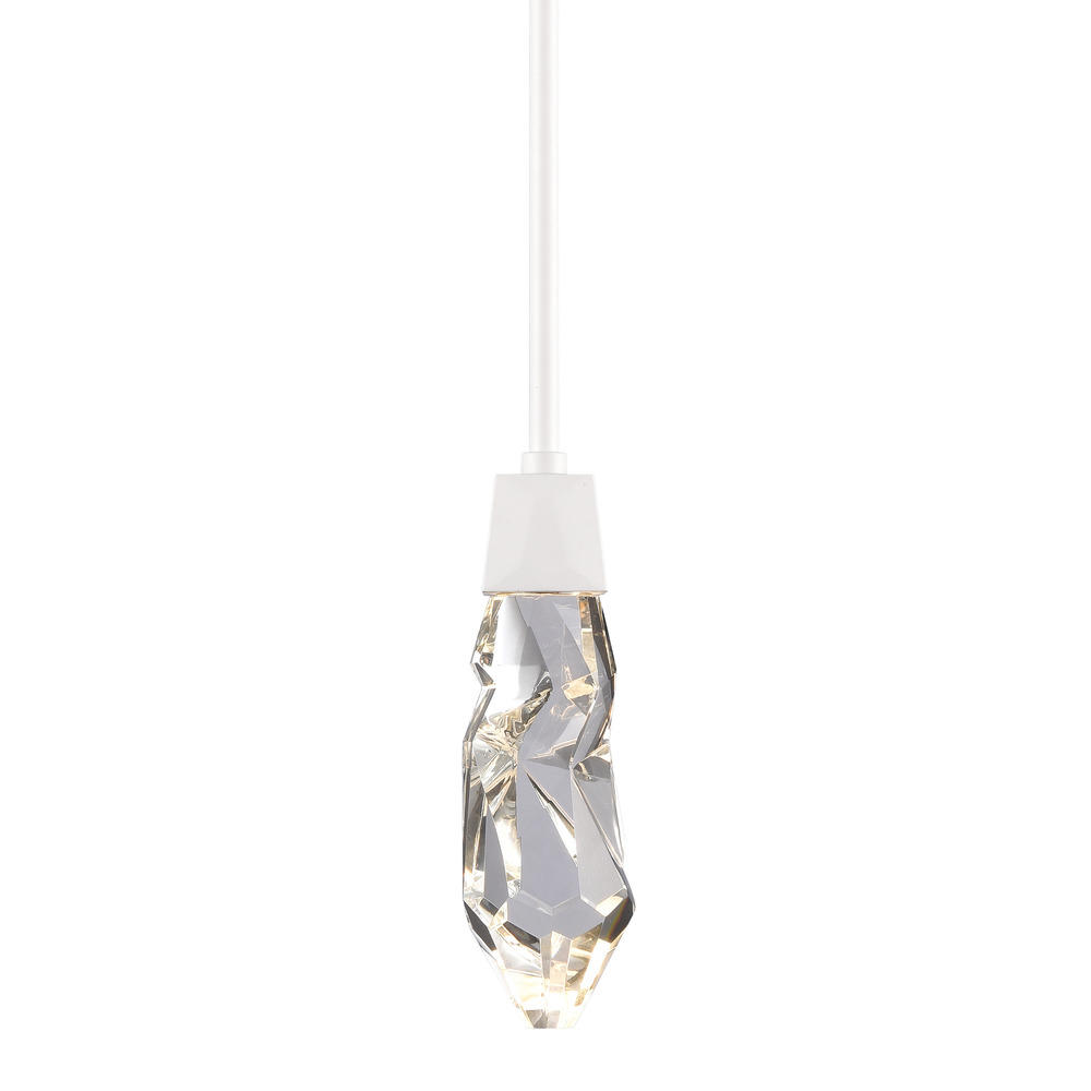 Angelus LED 1-Light, Crystal Mini-Pendant in Matte White
