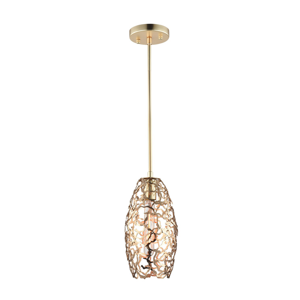 Helios 12&#34; 1-Light, Organic Convex Mini-Pendant in Satin Gold