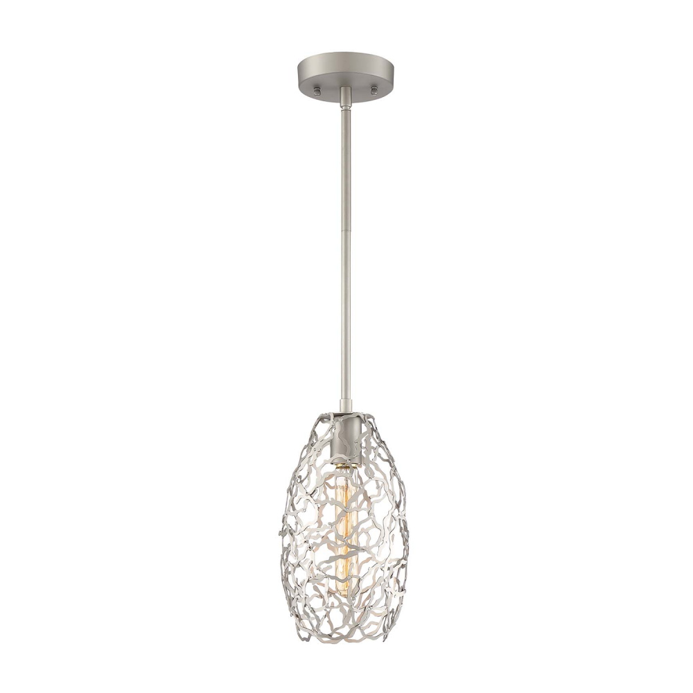 Helios 12&#34; 1-Light, Organic Convex Mini-Pendant in Satin Nickel