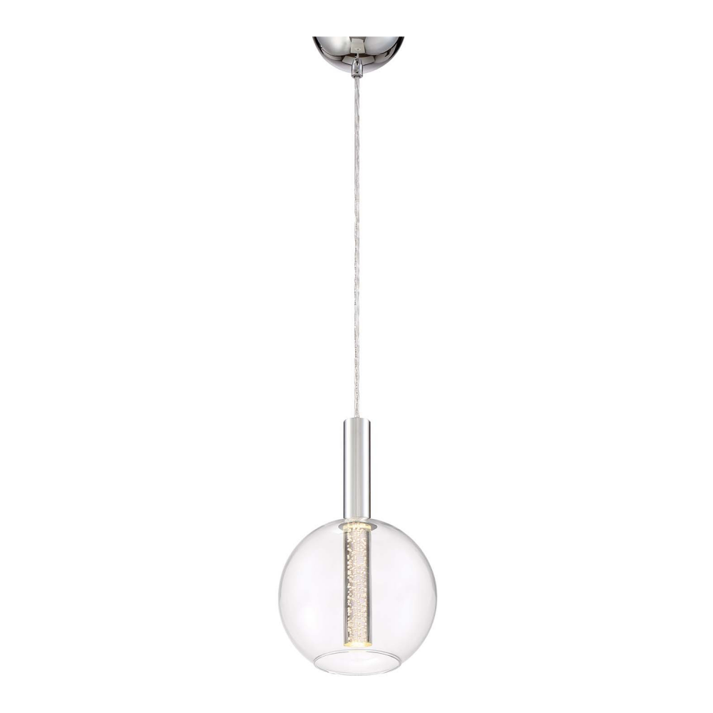 Empire 7&#34; Seeded Acrylic LED Globe Mini-Pendant in Chrome
