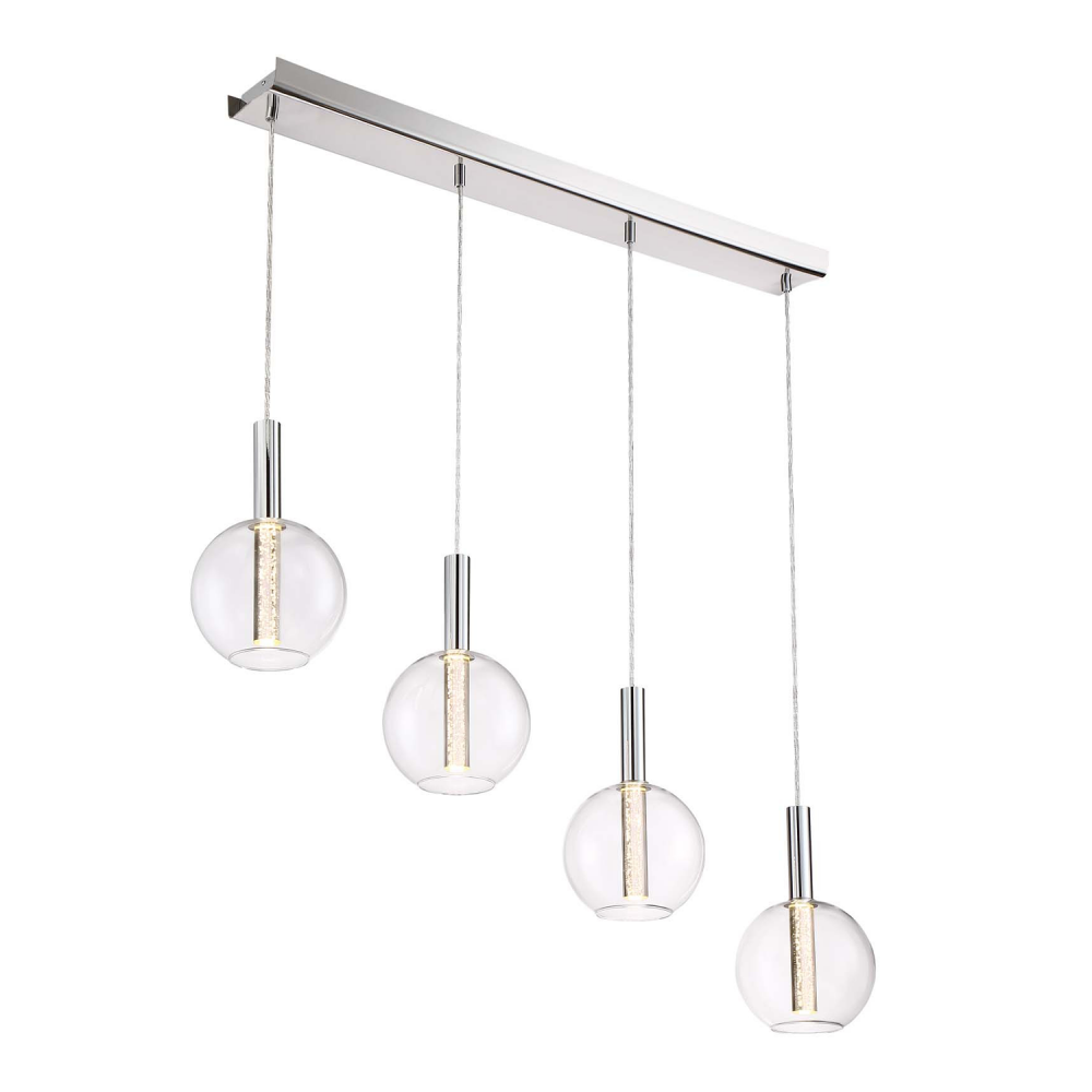 Empire 40&#34; 4-Light, Glass Globe LED Multi-Pendant in Chrome