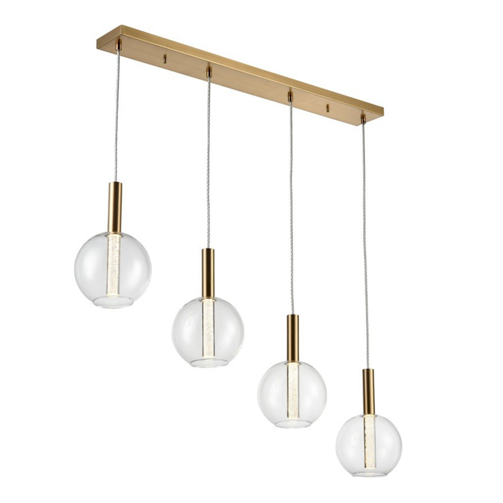 Empire 40&#34; 4-Light, Glass Globe LED Multi-Pendant in Golden Brass