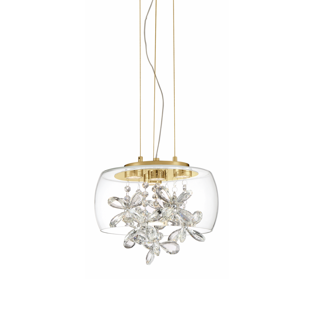 Destiny 11&#34; LED Crystal Mini-Pendant with Glass Shade & Polished Nickel