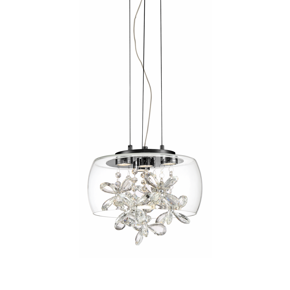 Destiny 11&#34; LED Crystal Mini-Pendant with Glass Shade & Matte Black