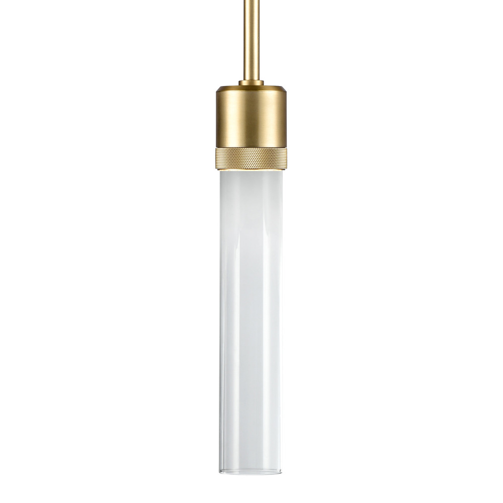 Zigrina 12&#34; Clear Glass LED Pendant with Knurl Ring Aged Brass