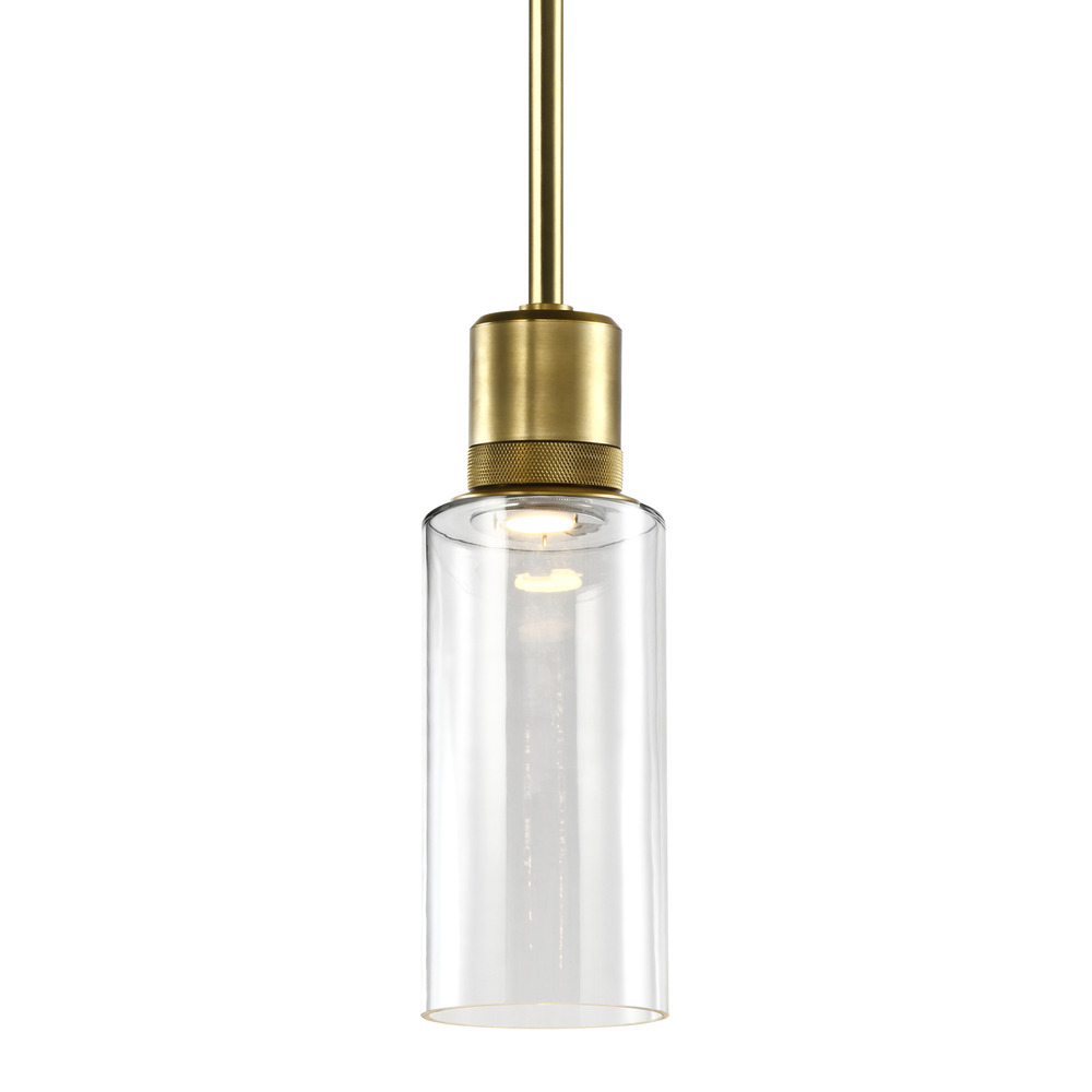 Zigrina 12&#34; Glass Drum LED Pendant with Knurl Ring Aged Brass