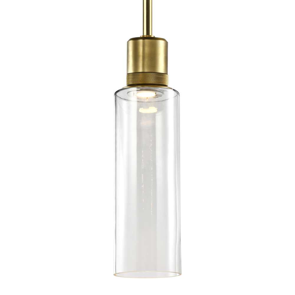 Zigrina 18&#34; Glass Drum LED Pendant with Knurl Ring Aged Brass