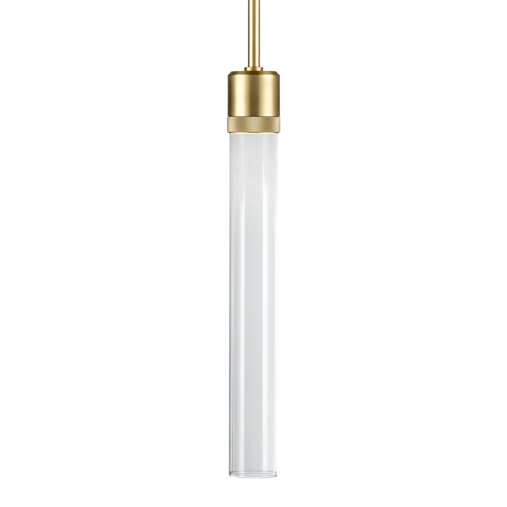 Zigrina 18&#34; Clear Glass LED Pendant with Knurl Ring Aged Brass