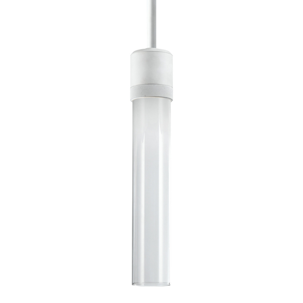 Zigrina 12&#34; Clear Glass LED Pendant with Knurl Ring Matte White