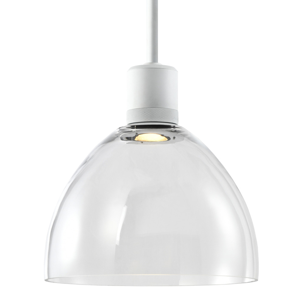 Zigrina Glass Dome LED Pendant with Knurl Ring Matte White