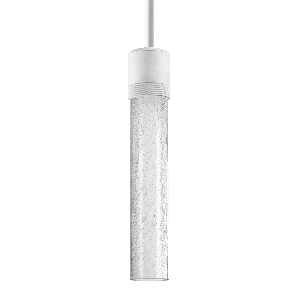 Zigrina 12&#34; Crackled Glass LED Pendant with Knurl Ring Matte White