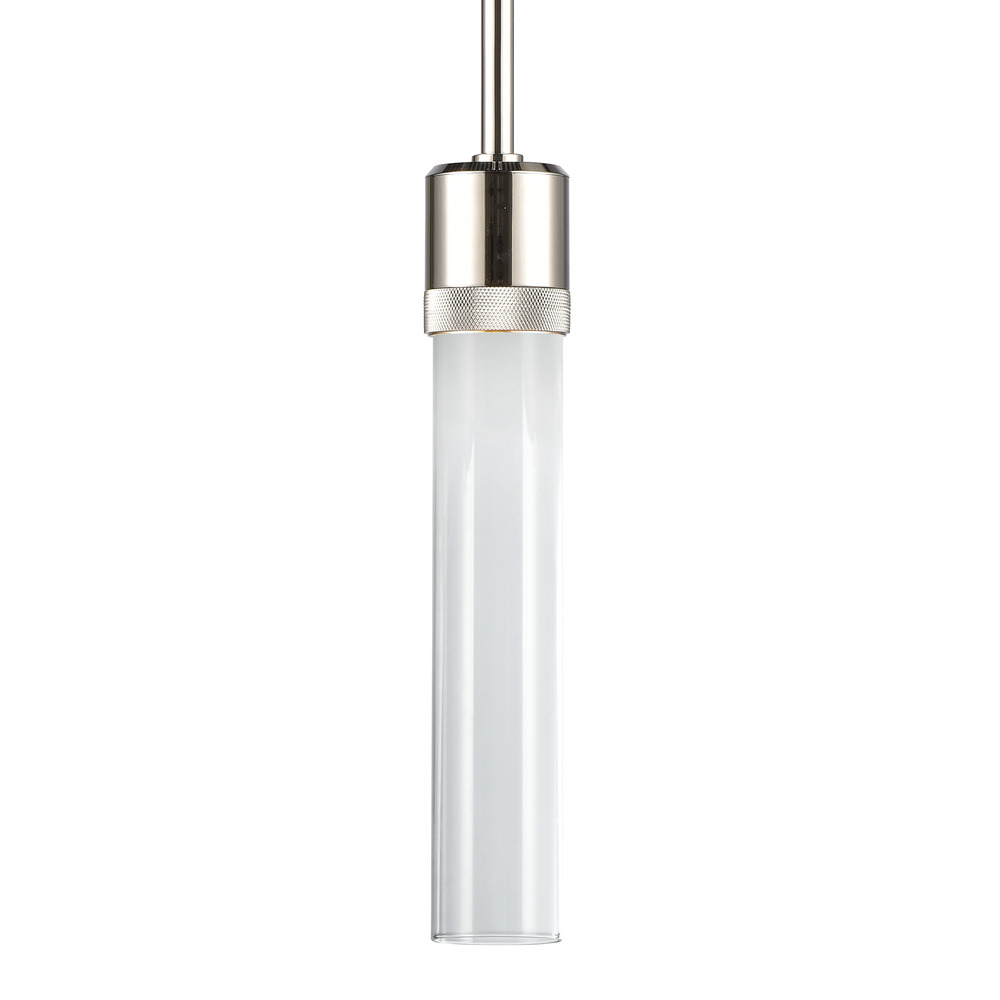 Zigrina 12&#34; Clear Glass LED Pendant with Knurl Ring Polished Nickel