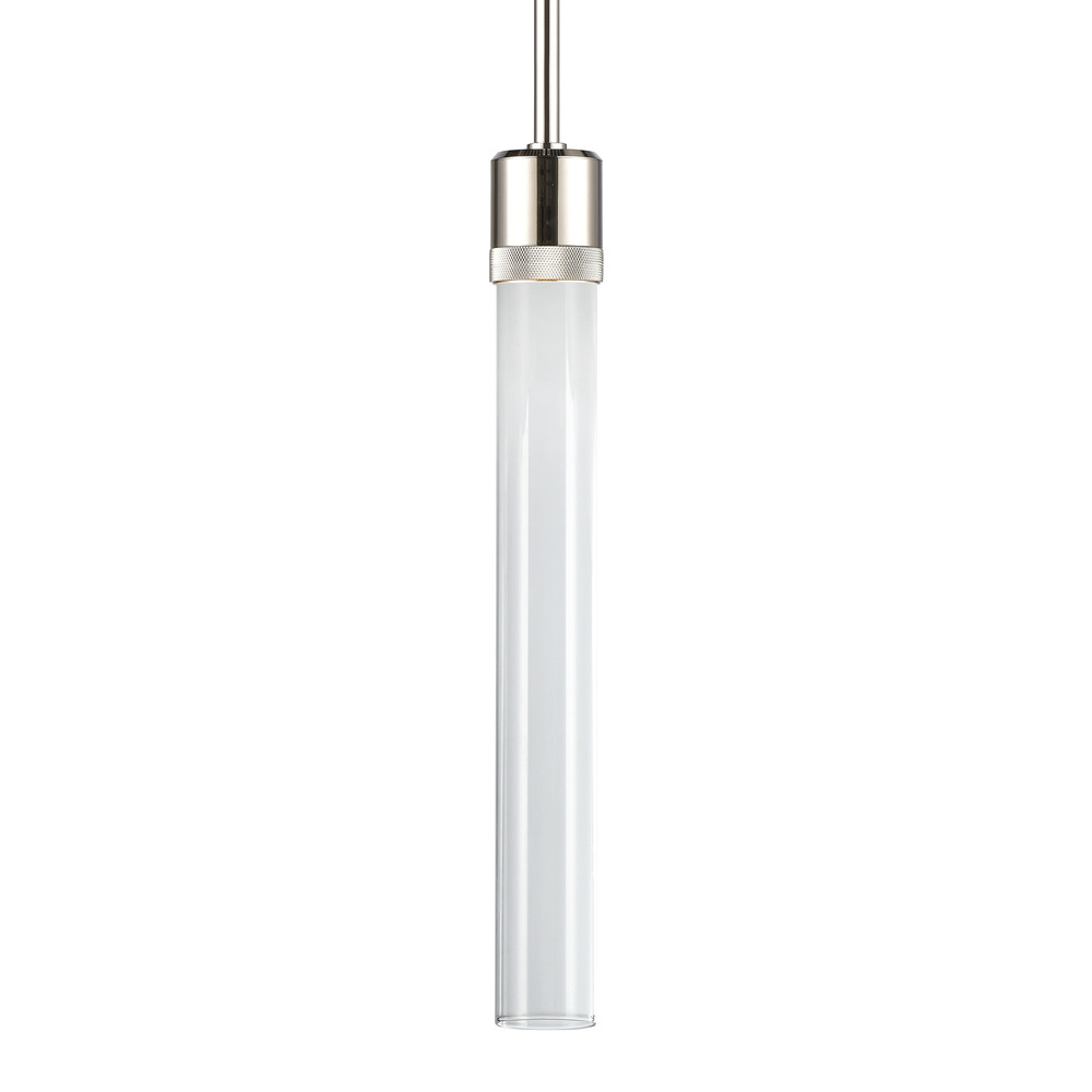 Zigrina 18&#34; Clear Glass LED Pendant with Knurl Ring Polished Nickel