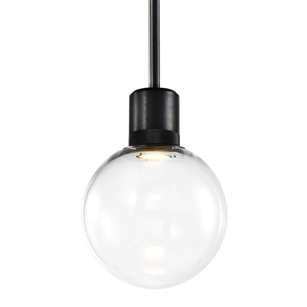 Zigrina Globe Glass LED Pendant with Knurl Ring Black