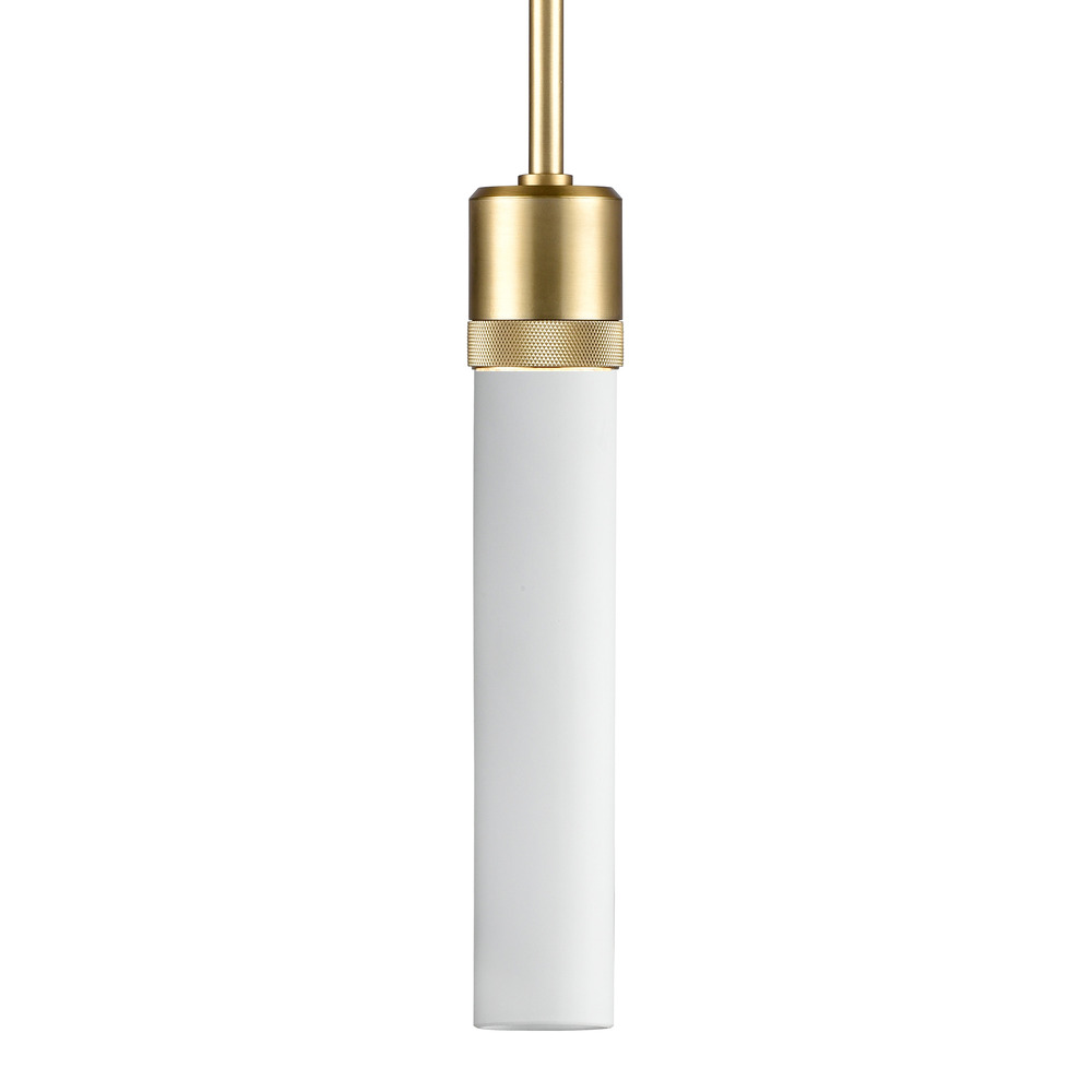 Zigrina 12&#34; White Glass E26 Pendant with Knurled Ring Aged Brass