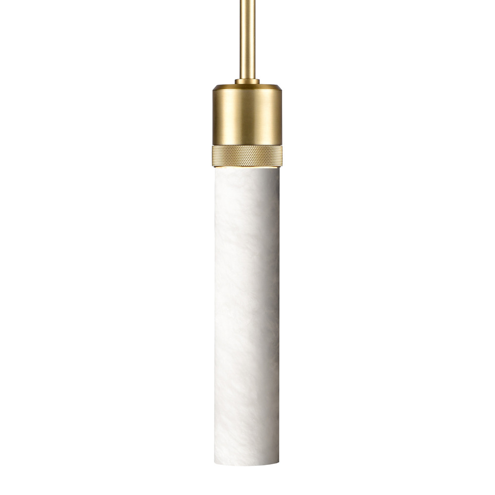 Zigrina 12&#34; Alabaster E26 Pendant with Knurled Ring Aged Brass