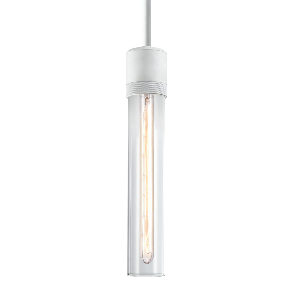 Zigrina 12&#34; Clear Glass E26 Pendant with Knurled Ring Matte White