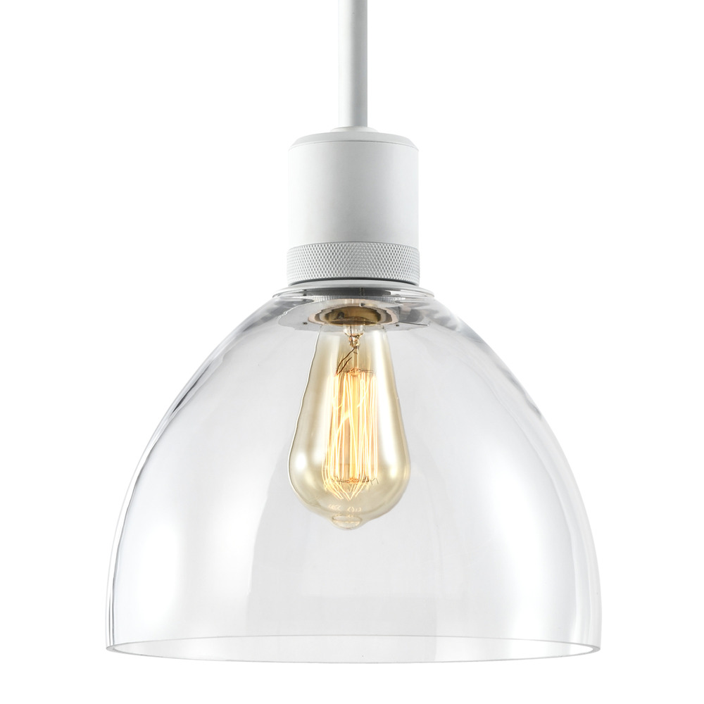 Zigrina Glass Dome E26 Pendant with Knurled Ring Matte White