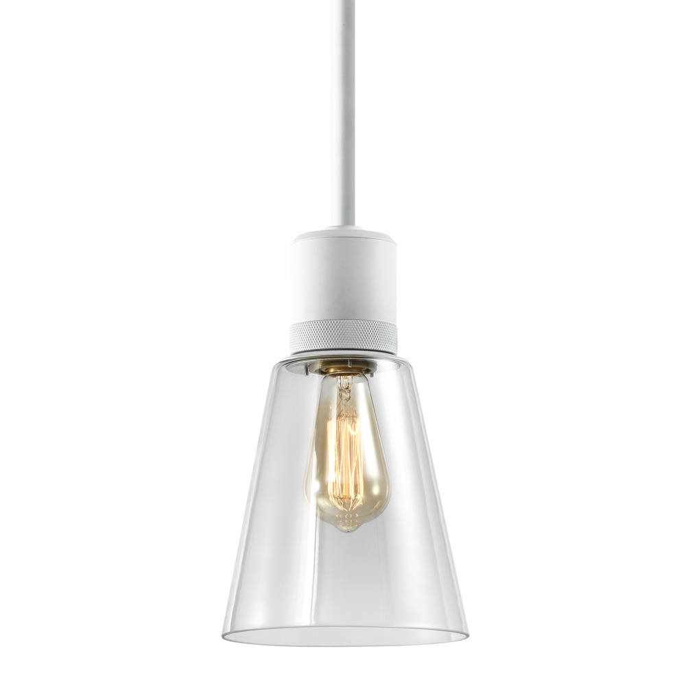 Zigrina Glass Bell E26 Pendant with Knurled Ring Matte White
