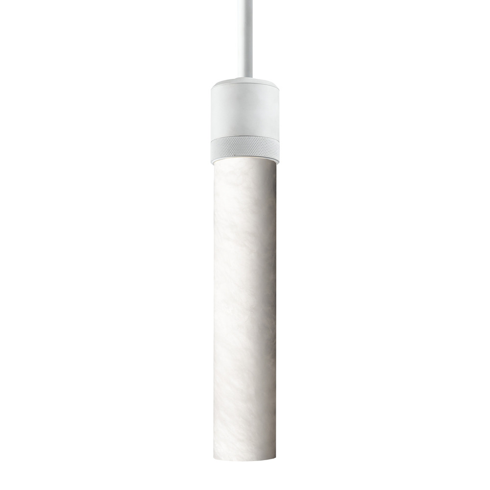 Zigrina 12&#34; Alabaster E26 Pendant with Knurled Ring Matte White