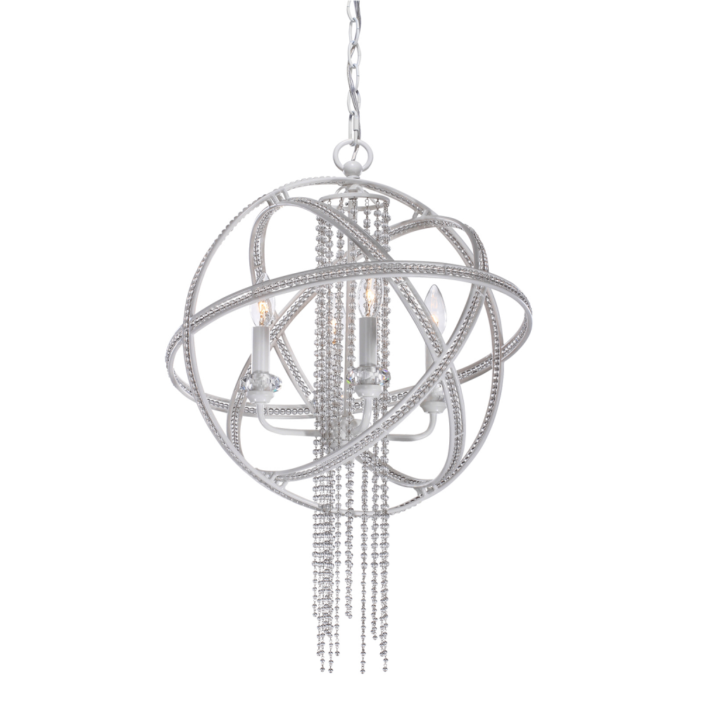 Cascade 18&#34; 4-Light, Orbital Crystal Chandelier in Satin White
