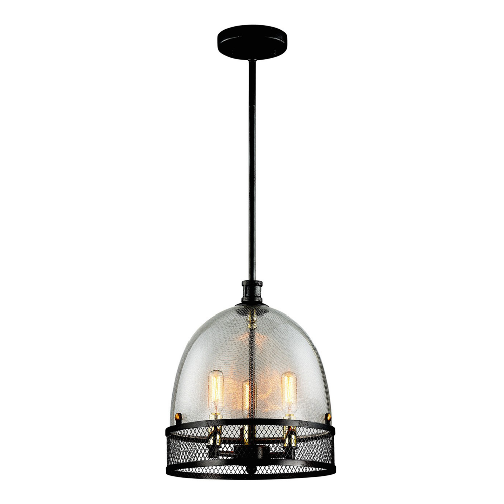 Theia 11&#34; 3-Light, Boutique Glass Dome Pendant in Dark Bronze