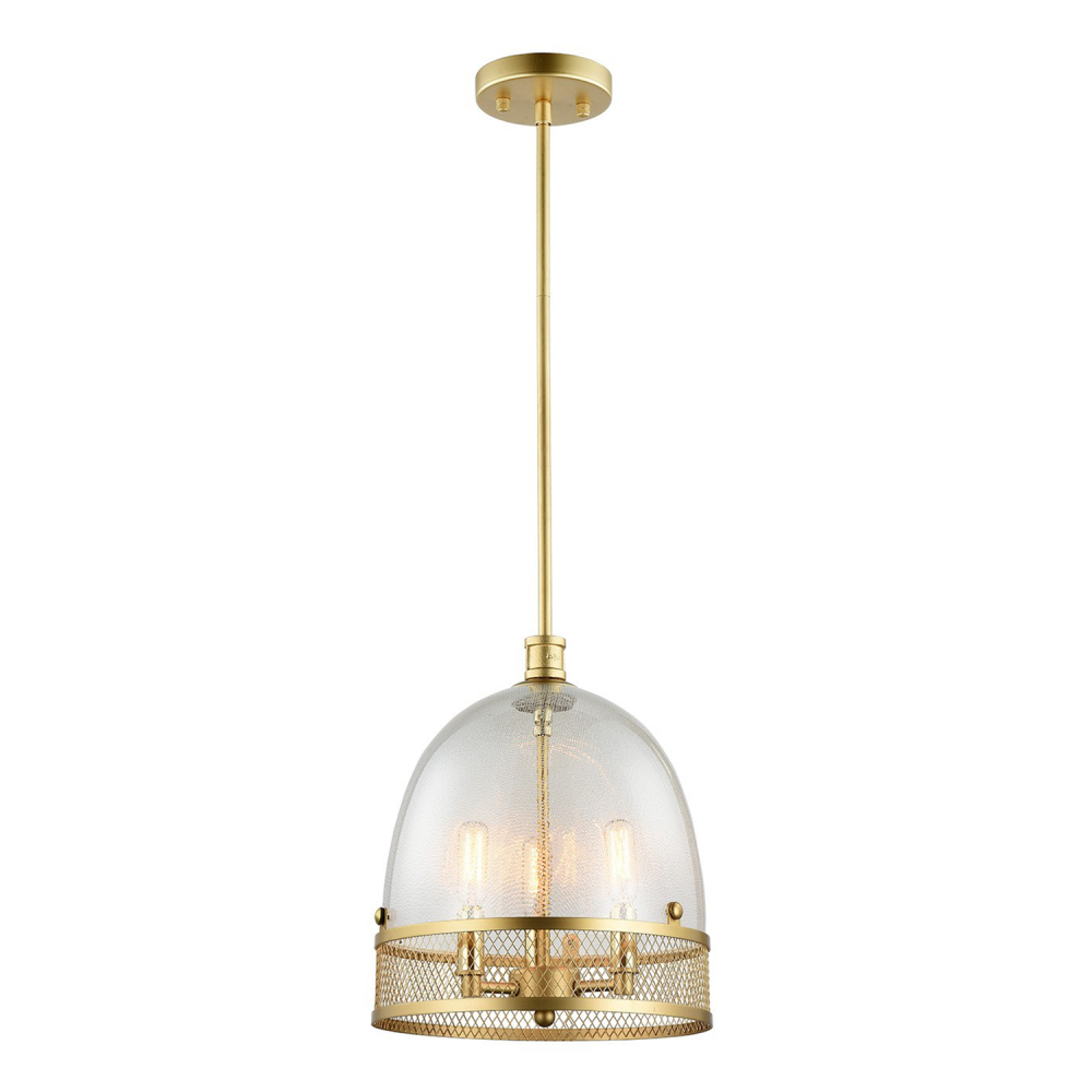 Theia 11&#34; 3-Light, Boutique Glass Dome Pendant in Matte Gold