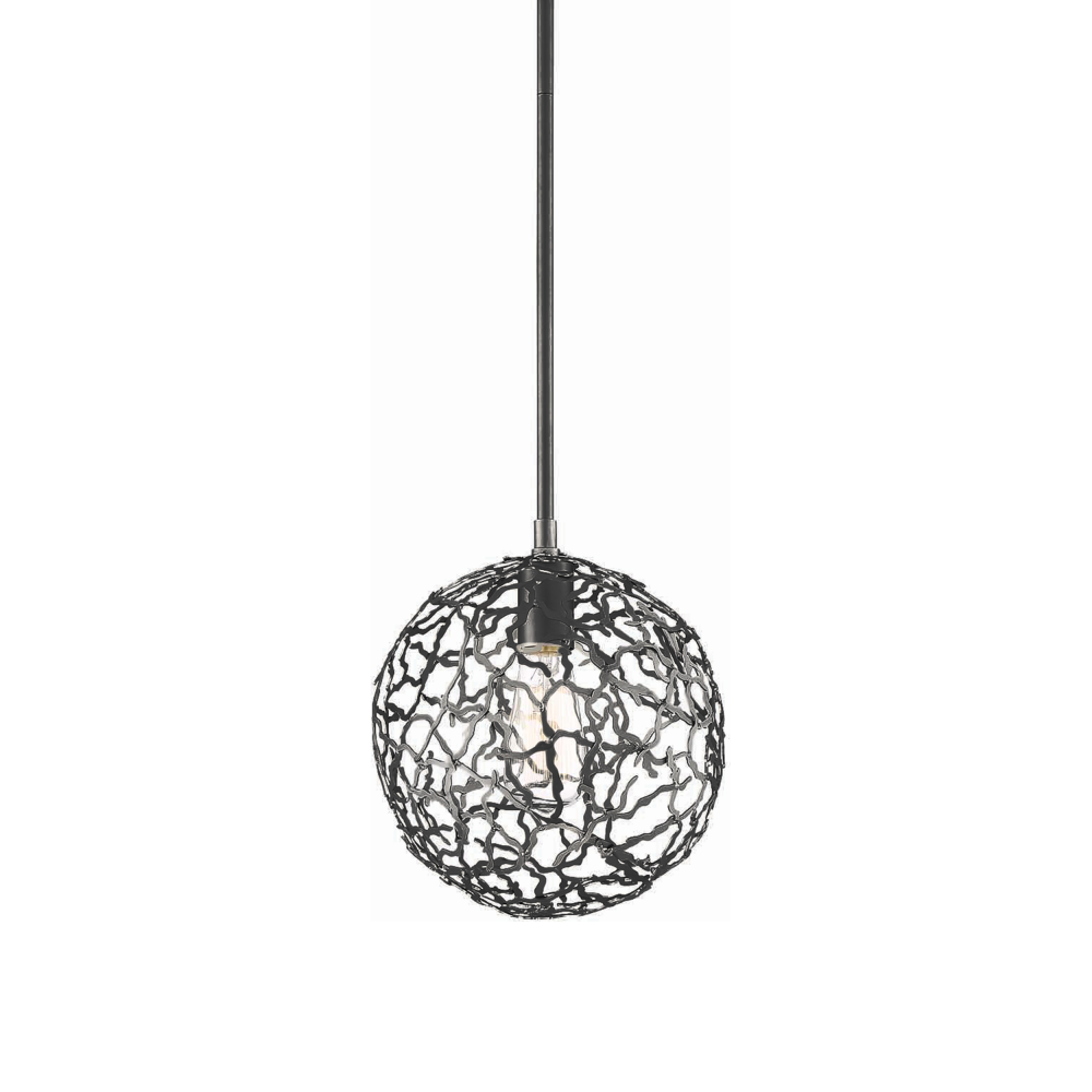 Helios 10&#34; 1-Light, Organic Globe Pendant in Matte Black