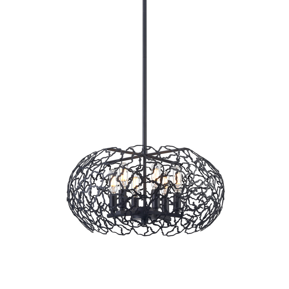 Helios 18&#34; 6-Light, Organic Oval Pendant in Matte Black