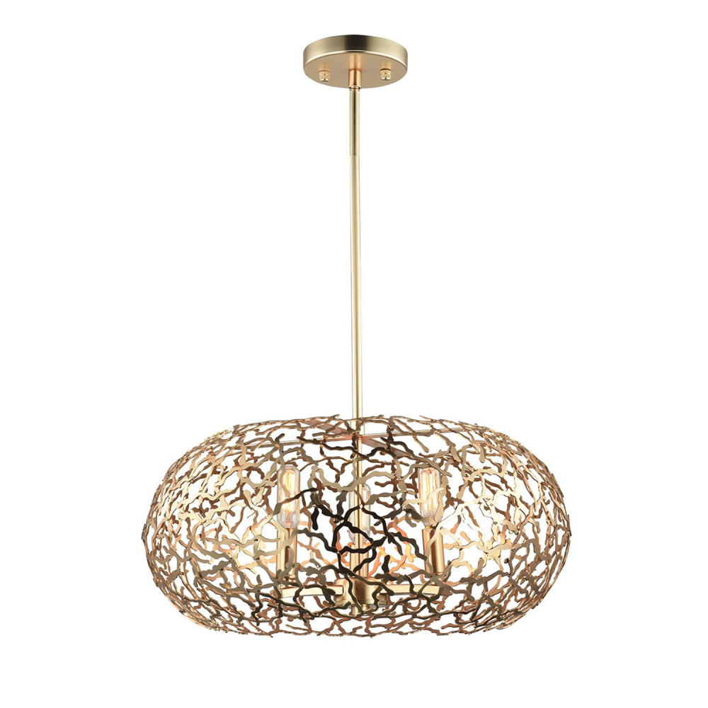 Helios 18&#34; 6-Light, Organic Oval Pendant in Satin Gold