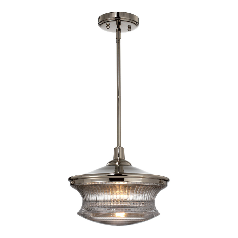 Magister 12&#34; Retro Glass Pendant in Brushed Nickel
