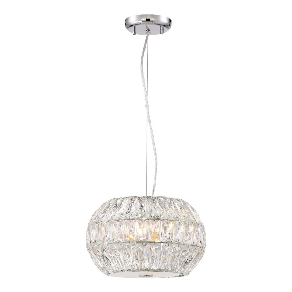 Lunar 16&#34; 6-Light, Crystal Drum Pendant in Polished Chrome