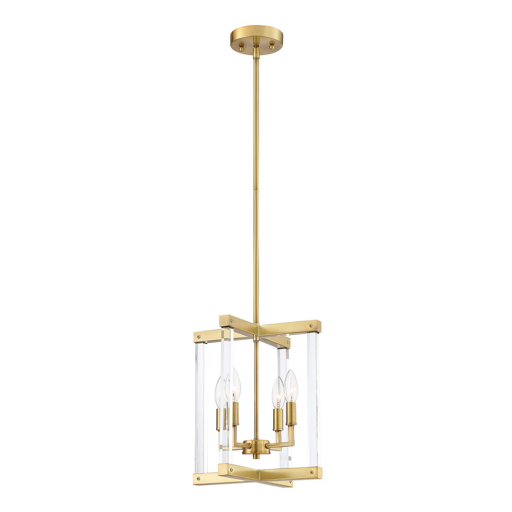 Regent 12&#34; 4-Light, Geometric Pendant in Polished Brass