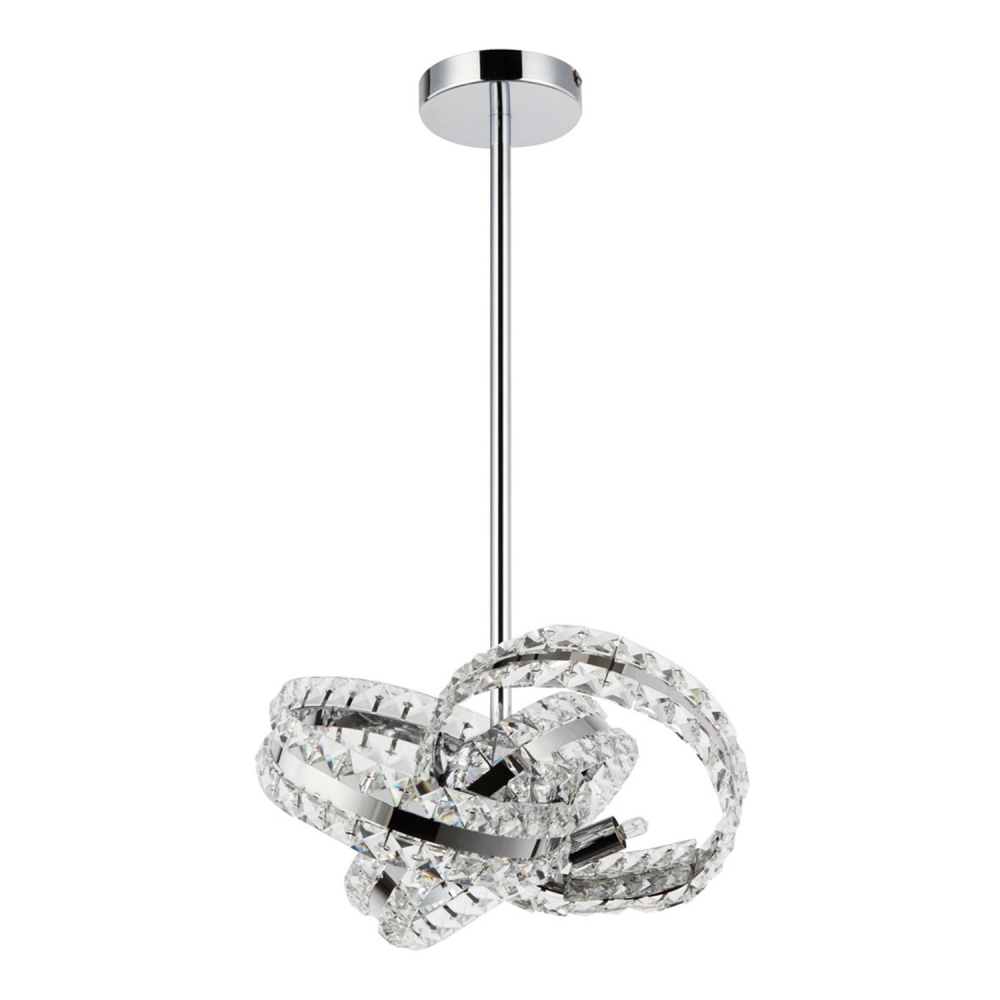 Knot 14&#34; 3-Light, Orbital Crystal Pendant in Polished Chrome