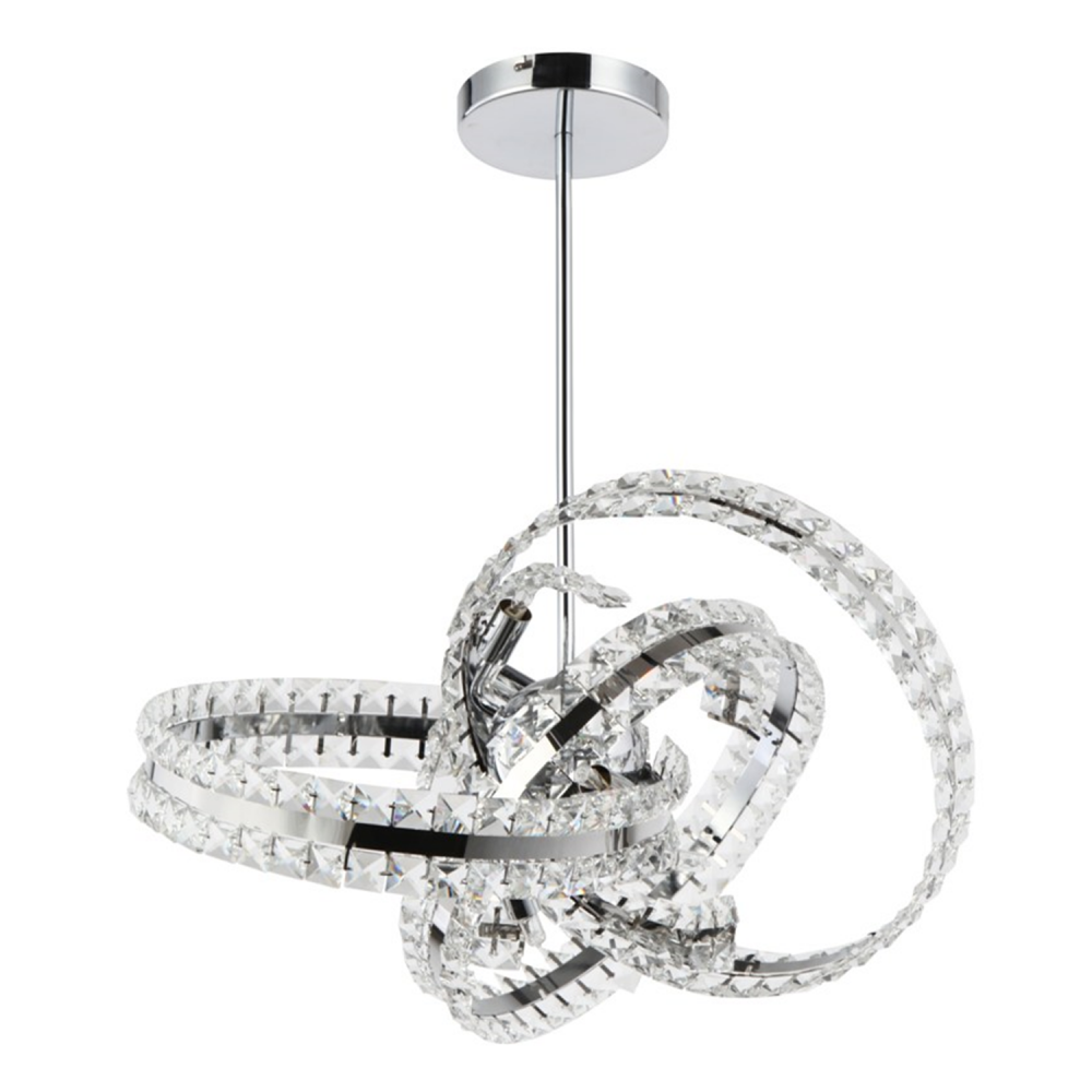 Knot 19&#34; 6-Light, Orbital Crystal Pendant in Polished Chrome