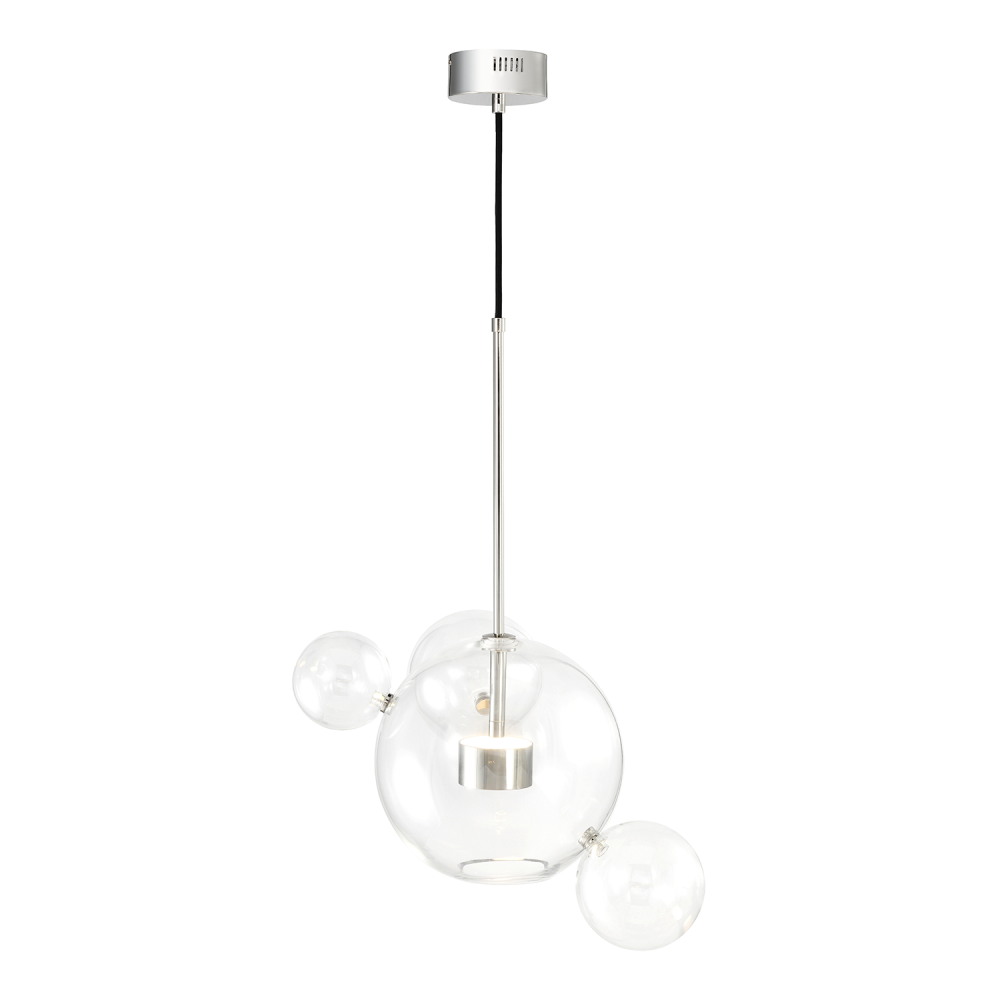 Satellite 22&#34; 2-Light, Glass Multi-Globe Pendant in Polished Nickel
