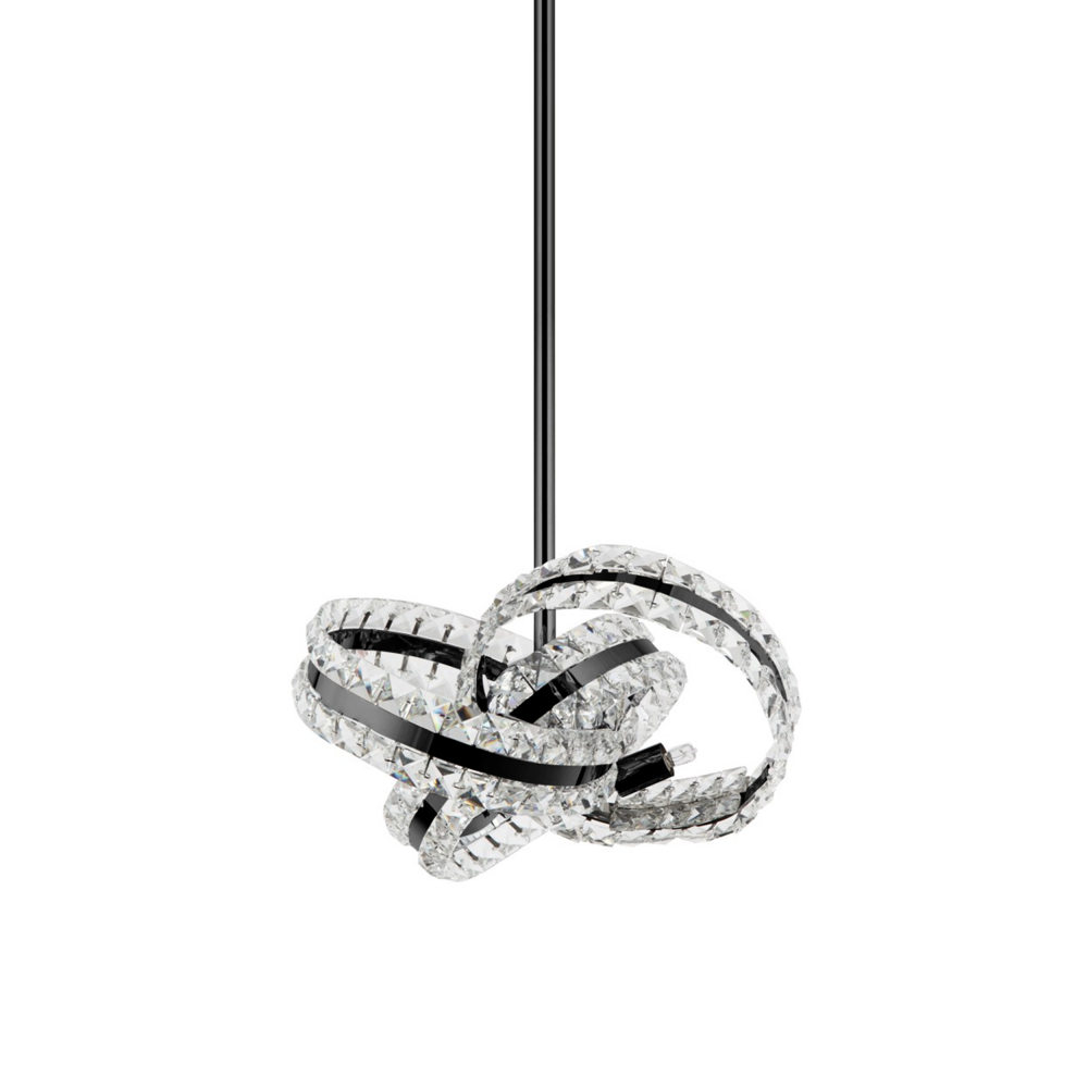 Knot 14&#34; 3-Light, Orbital Crystal Pendant in Matte Black