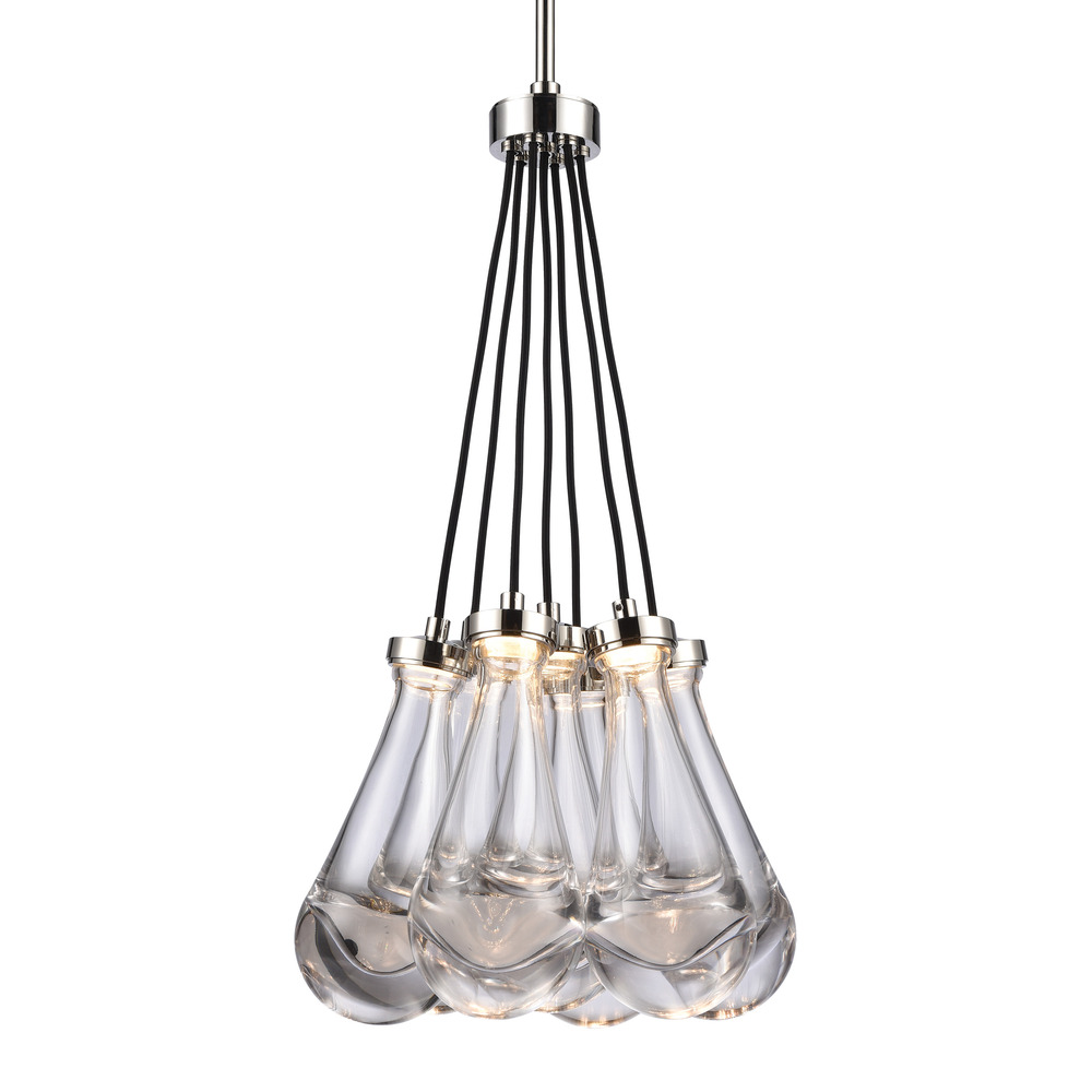 Vaso 17&#34; Water Drop LED 7-Light Cluster Multi-Pendant in Polished Nickel