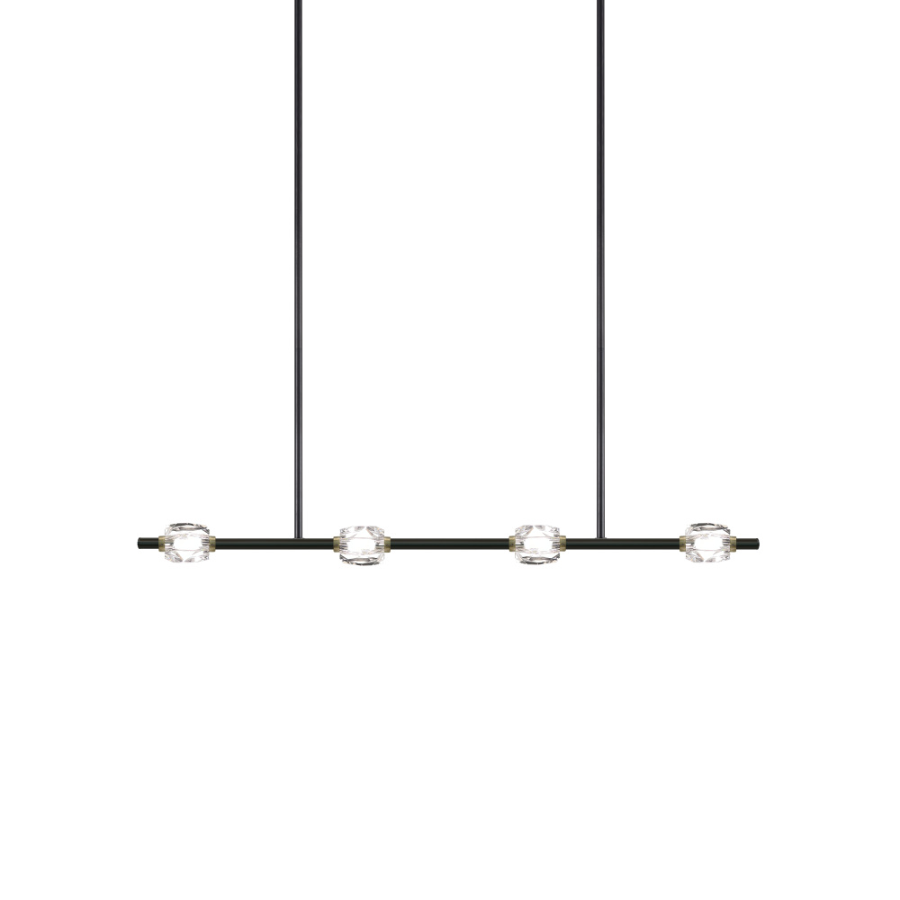 Diamante 37&#34; LED 4-Light, Sleek Crystal Linear in Oxide Black & Brass
