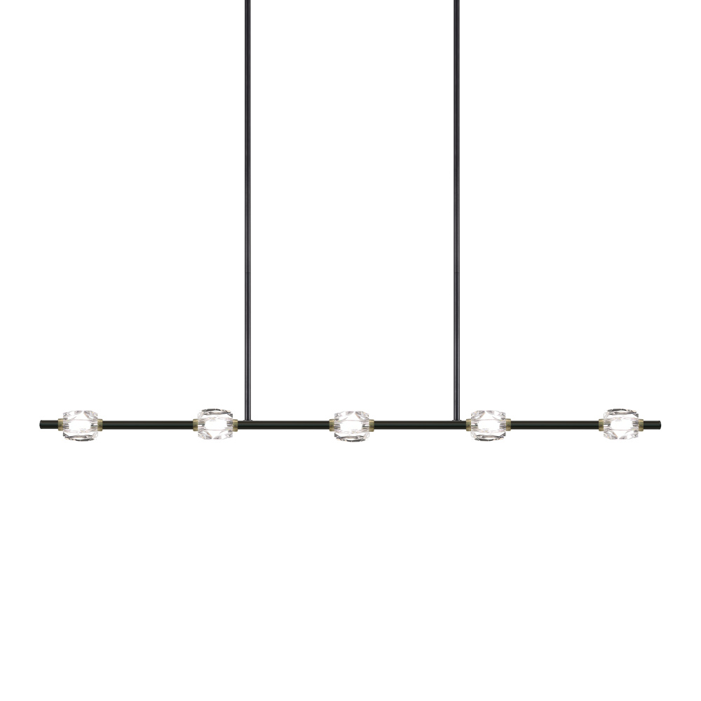 Diamante 47&#34; LED 5-Light, Sleek Crystal Linear in Oxide Black & Brass