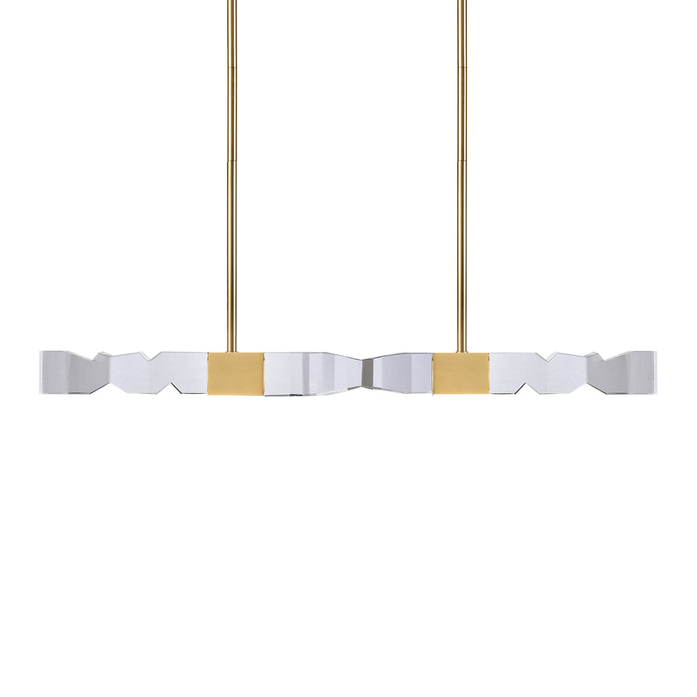 Mamadim 49&#34; LED 4-Light, 3&#34;x3&#34; Crystal Linear in Aged Brass