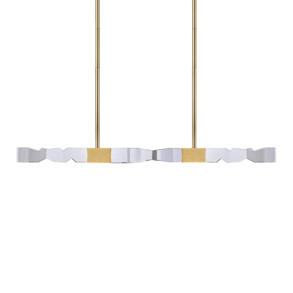 Mamadim 49&#34; LED 4-Light, 2&#34;x2&#34; Crystal Linear in Aged Brass