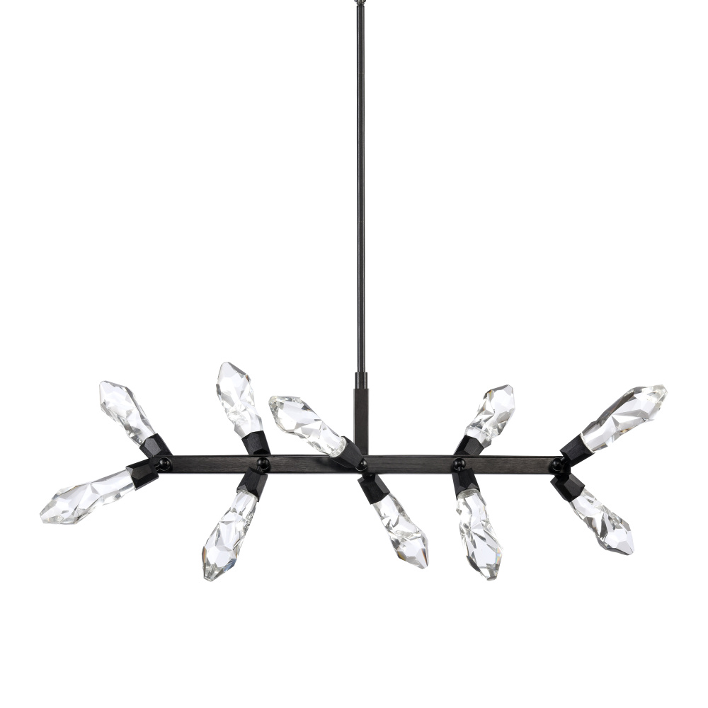 Angelus 48&#34; LED 10-Light, Crystal Linear Pendant in Brushed Black